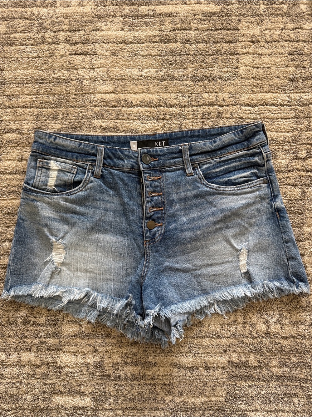 Kut from the Kloth Light Blue Distressed Denim Shorts